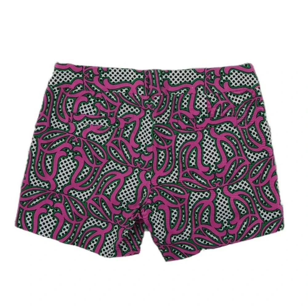 J. Crew City Fit Shorts Women's Size 4 Pink Black Geometric Cotton Stretch